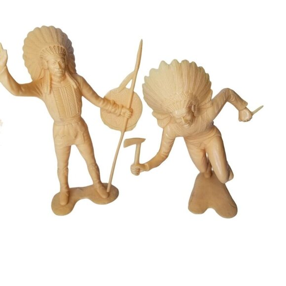 Vintage Louis Marx 6" Native American Indians Playset 1964 Plastic Figures Lot 6 - Picture 2 of 8